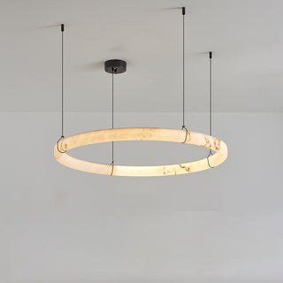 Modern Triple Ring Alabaster Pendant Light