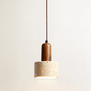 Natural Travertine Cylinder Pendant Light