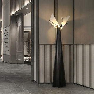 Abstract Black and Alabaster Floor Light