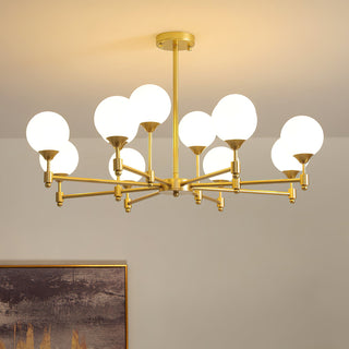 Brass Globe Mid-Century Modern Chandelier