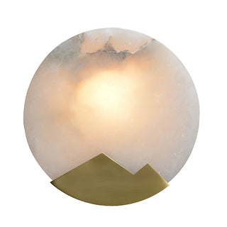 Brass and Alabaster Round Wall Light