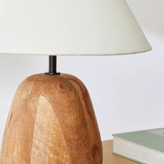 Grooved Country Wood Table Lamp