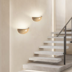 Mid-Century Semi-Circle Stone Wall Lamp