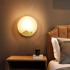Brass and Alabaster Round Wall Light