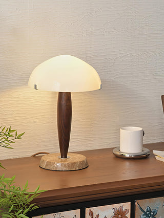 Scandi Walnut Dome Table Lamp