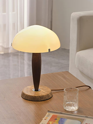 Scandi Walnut Dome Table Lamp