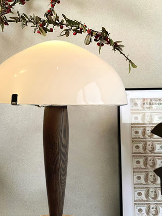 Scandi Walnut Dome Table Lamp