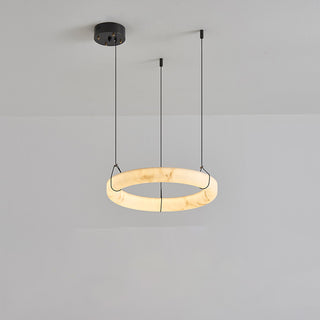 Modern Triple Ring Alabaster Pendant Light