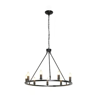 Rustic Industrial Black Candle Chandelier