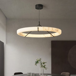 Modern Triple Ring Alabaster Pendant Light