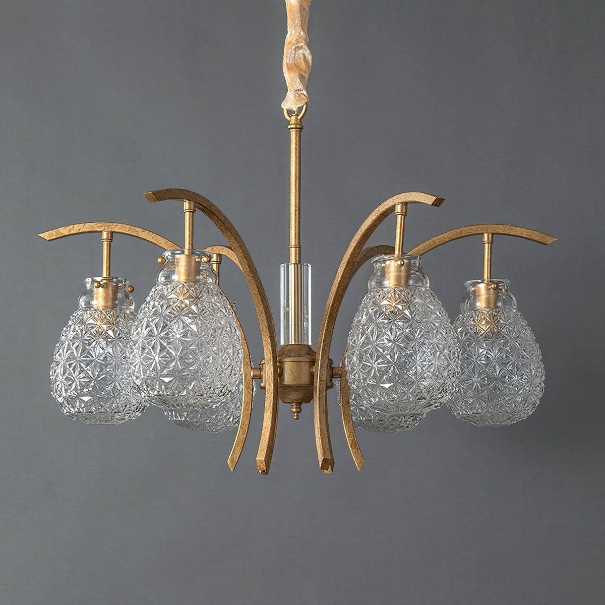 Golden floral glass chandelier - view 4 | Liootrlamp
