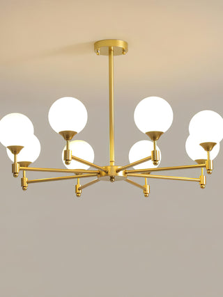 Brass Globe Mid-Century Modern Chandelier