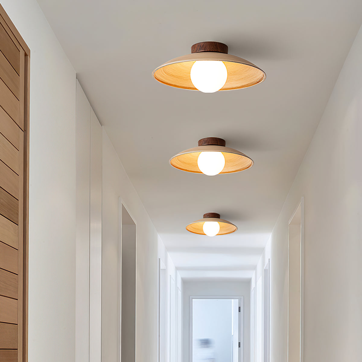 Vintage Wood Dome Ceiling Light - view 6 | Liootrlamp