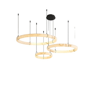 Modern Triple Ring Alabaster Pendant Light