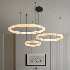 Modern Triple Ring Alabaster Pendant Light