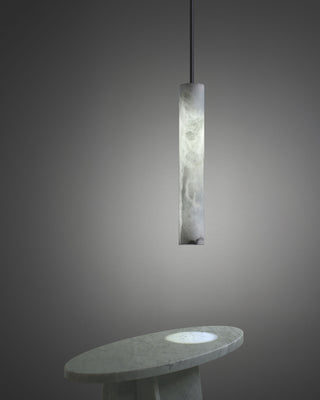 Slim Alabaster Cylinder Pendant Light