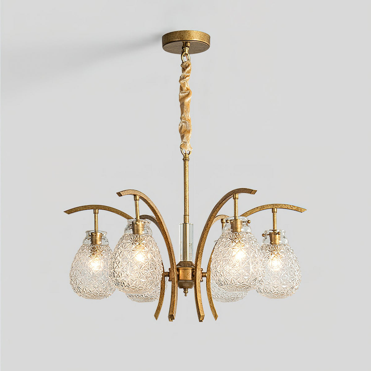 Golden floral glass chandelier - view 15 | Liootrlamp