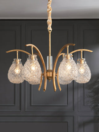 Golden floral glass chandelier