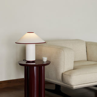 Red Trim Cone Shade Table Lamp