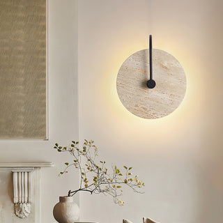 Minimalist Circular Travertine Wall Sconce