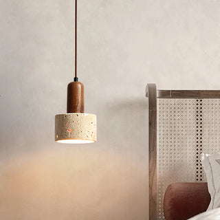 Natural Travertine Cylinder Pendant Light