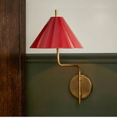 Fabric Lampshade Brass Curved Wall Lamp