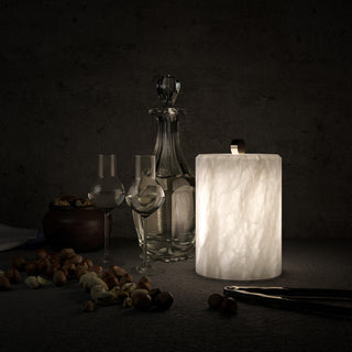 Cylindrical Alabaster Table Lamp