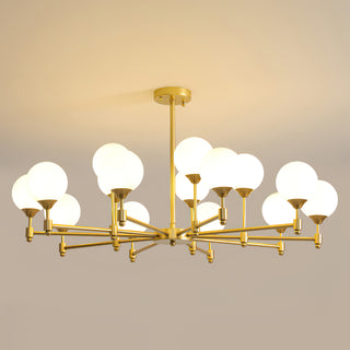 Brass Globe Mid-Century Modern Chandelier