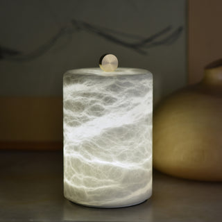 Cylindrical Alabaster Table Lamp