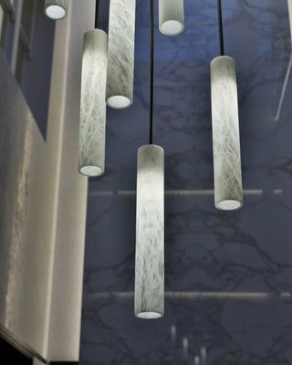 Slim Alabaster Cylinder Pendant Light