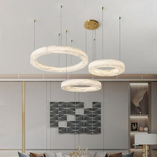 Triple Ring Alabaster Pendant Light