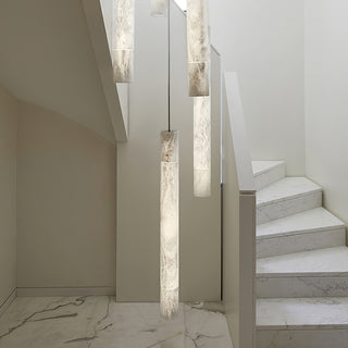 Slim Alabaster Cylinder Pendant Light