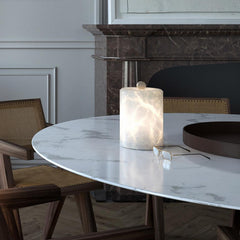 Cylindrical Alabaster Table Lamp