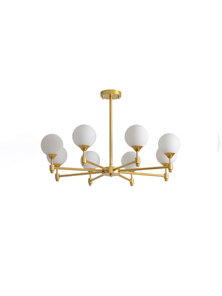 Brass Globe Mid-Century Modern Chandelier