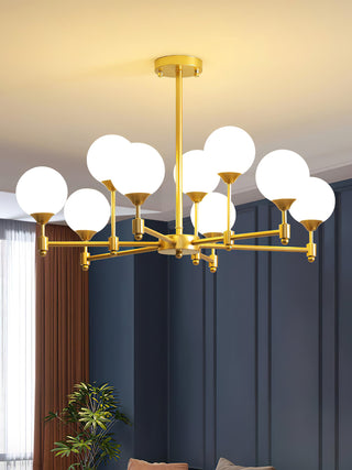 Brass Globe Mid-Century Modern Chandelier