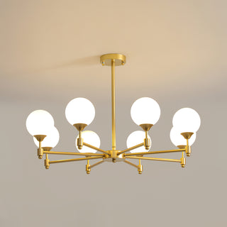 Brass Globe Mid-Century Modern Chandelier