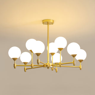 Brass Globe Mid-Century Modern Chandelier