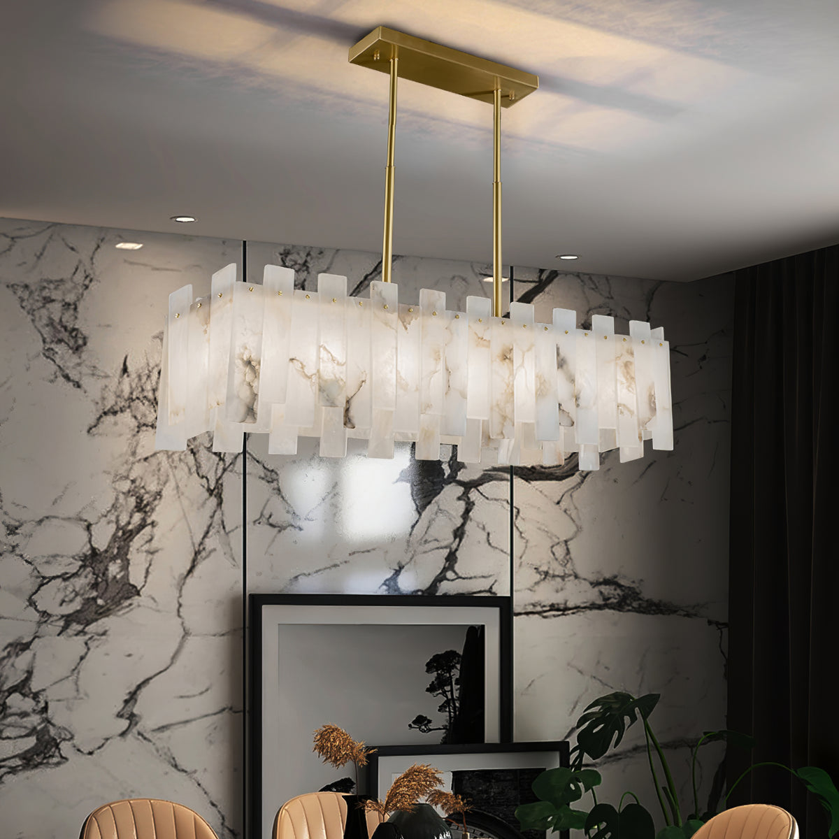 Rectangular Alabaster Chandelier - view 6 | Liootrlamp