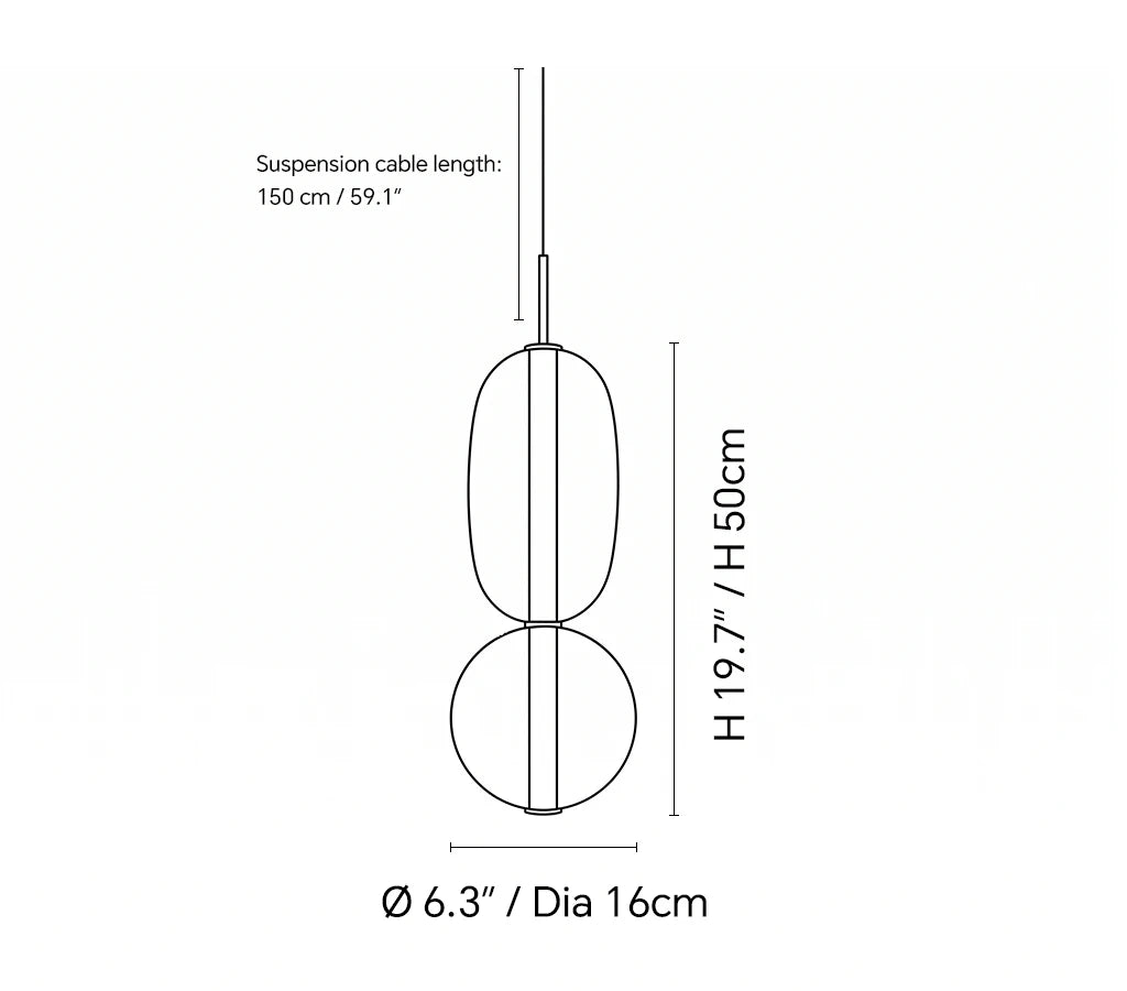 Dimensions of the Candied Glass Stack Pendant Light