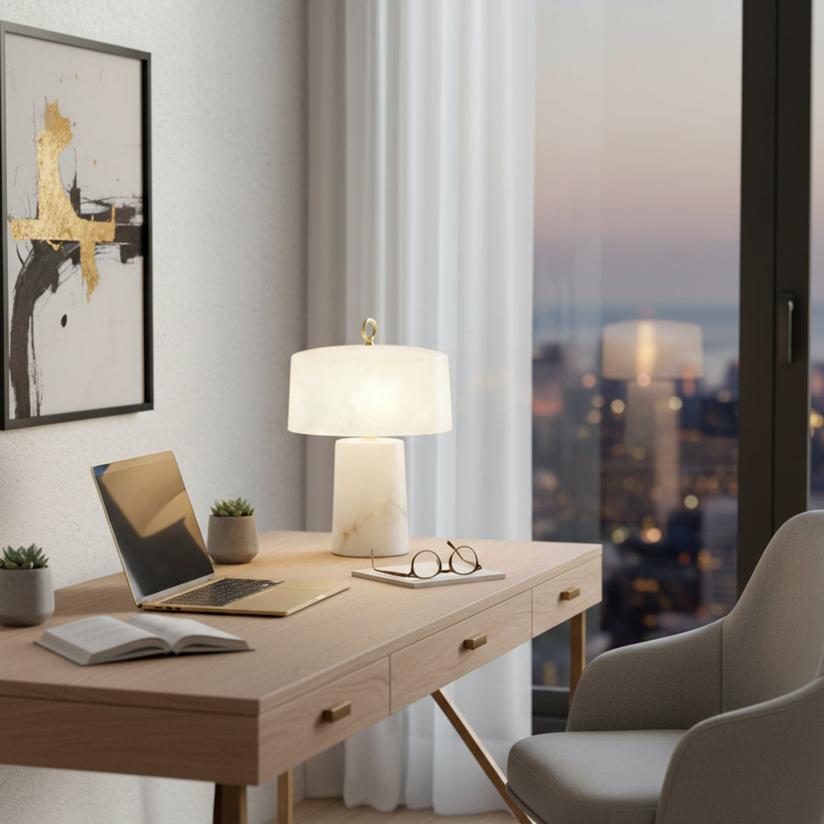 Alabaster Aogashima Table Lamp - view 11 | Liootrlamp