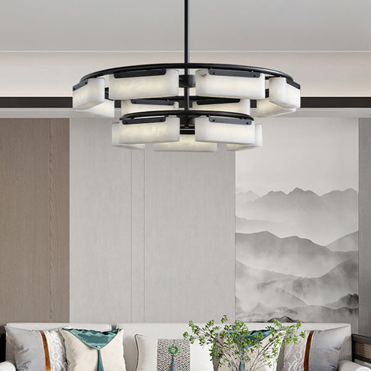 Alabaster Fusion Black Chandelier - view 6 | Liootrlamp