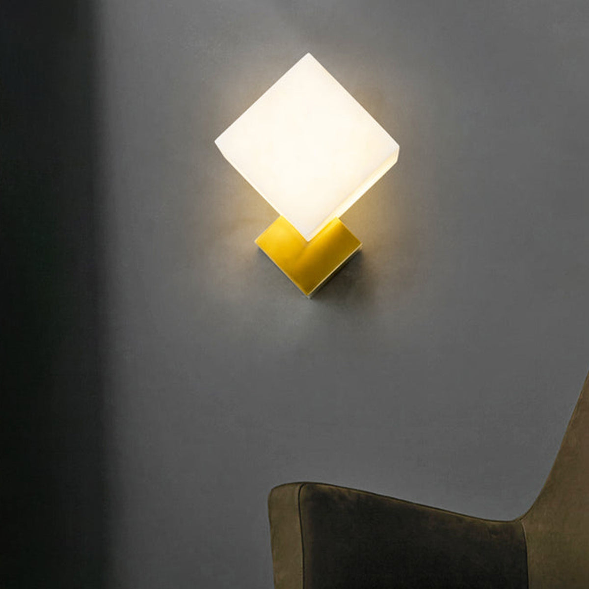 Alabaster Gatsby Cube Wall Sconce - view 9 | Liootrlamp
