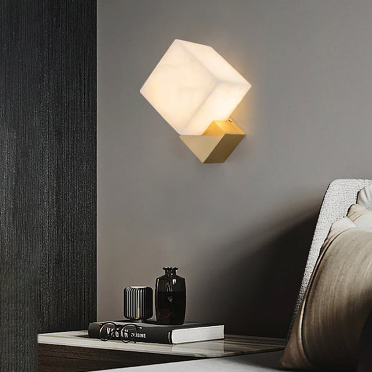 Alabaster Gatsby Cube Wall Sconce - view 8 | Liootrlamp