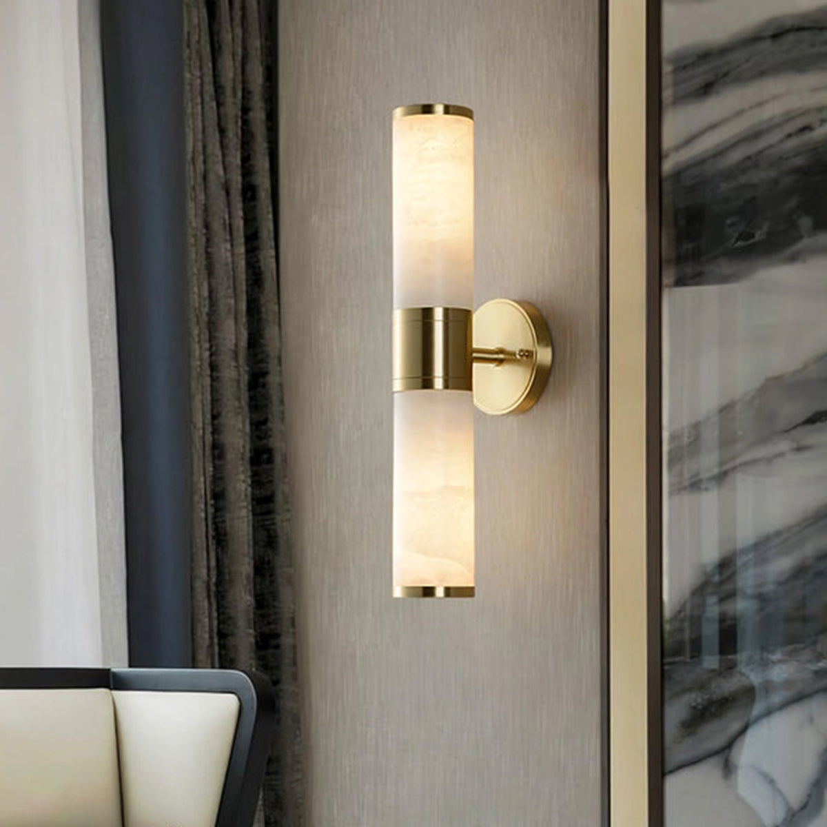 Alabaster Lampatron Cylindrical Wall Lamp - view 6 | Liootrlamp