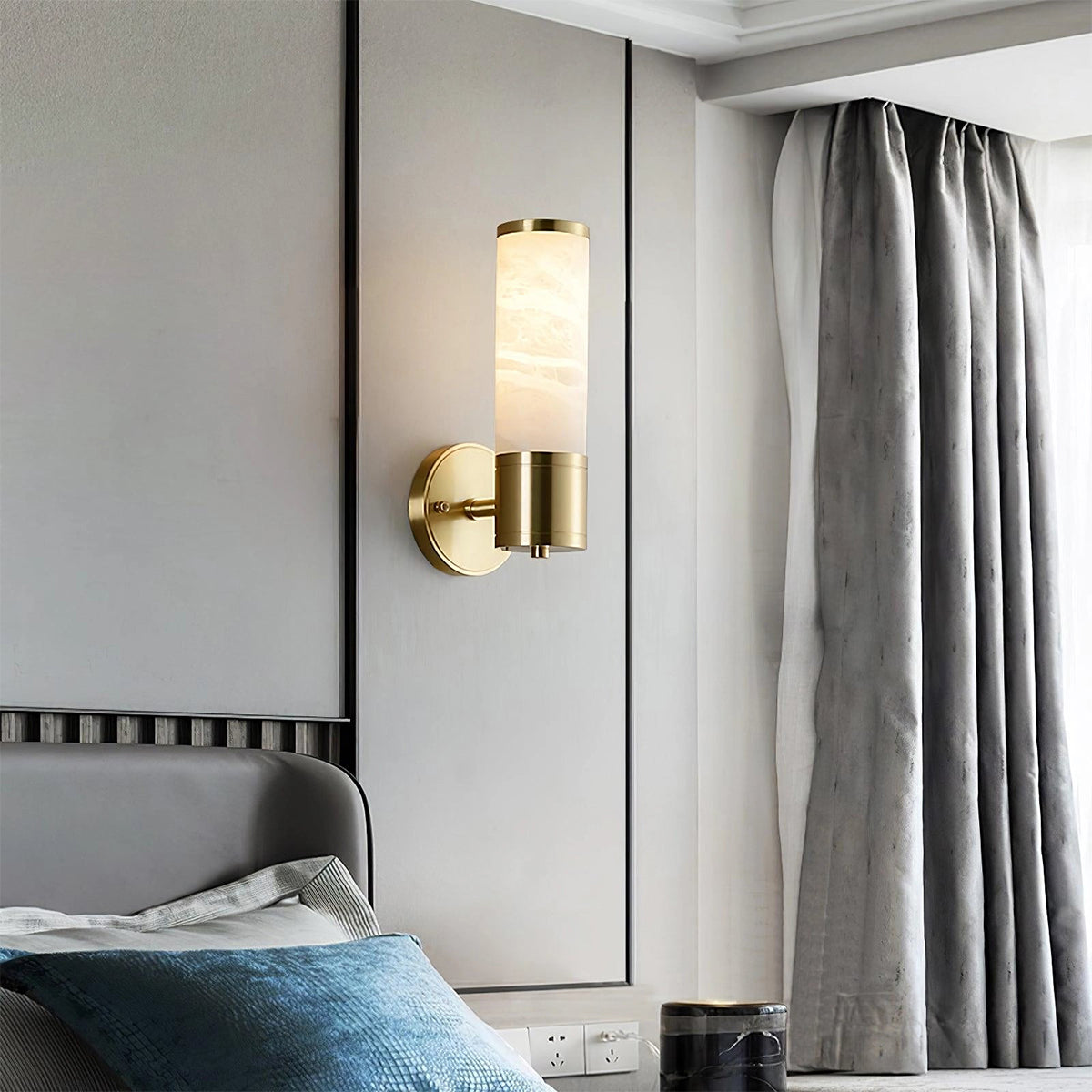 Alabaster Lampatron Cylindrical Wall Lamp
