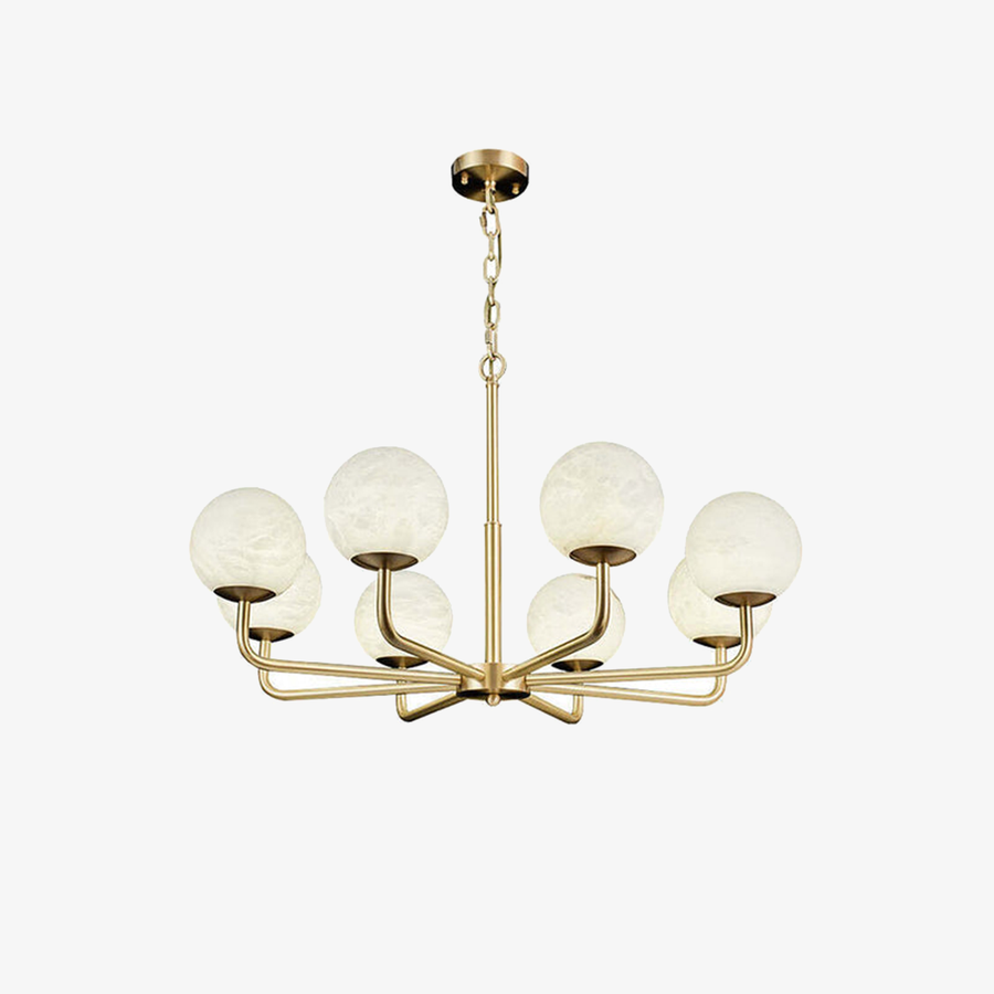 Round Alabaster Brass Chandelier