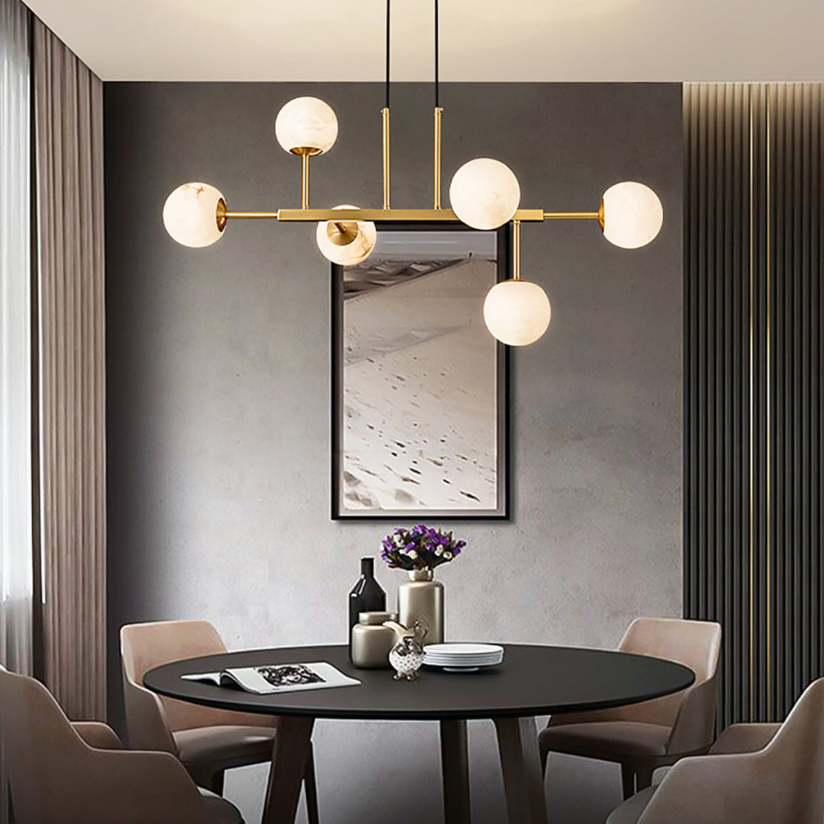 Alabaster Maytoni Uva Brass Chandelier