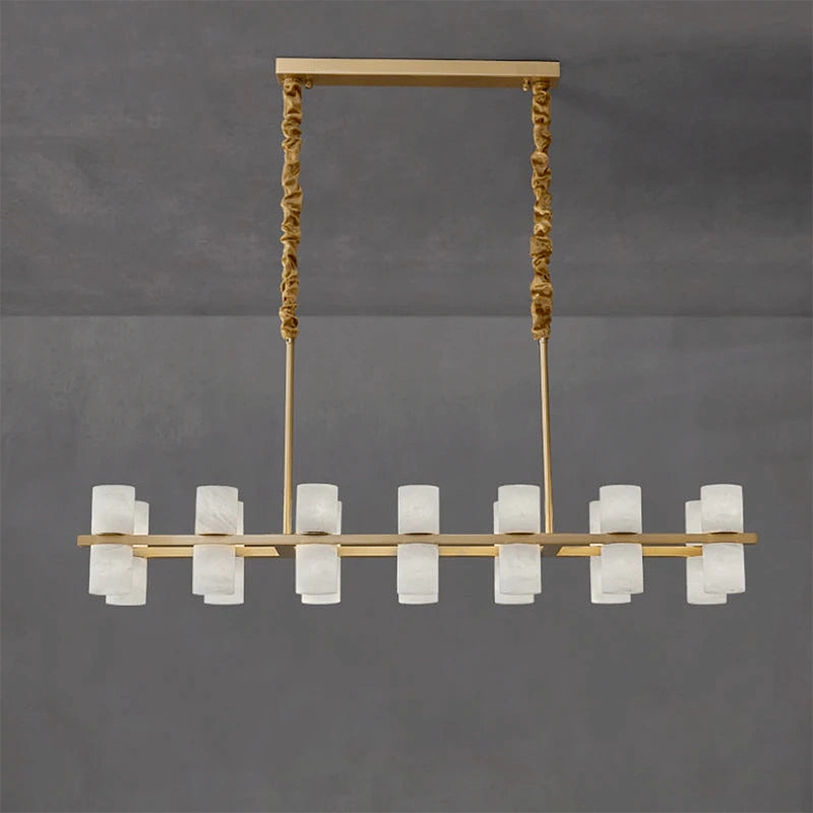 Alabaster Brass Dining Room Chandelier