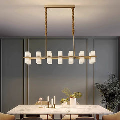 Alabaster Brass Dining Room Chandelier