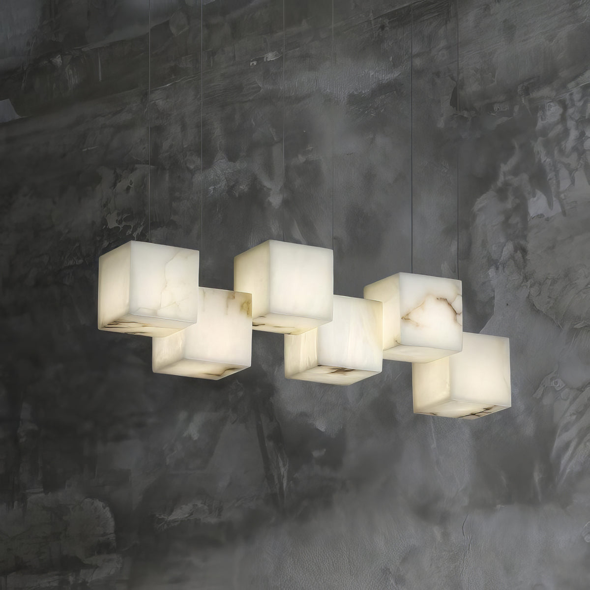 Alabaster Cube Box Chandelier - view 12 | Liootrlamp